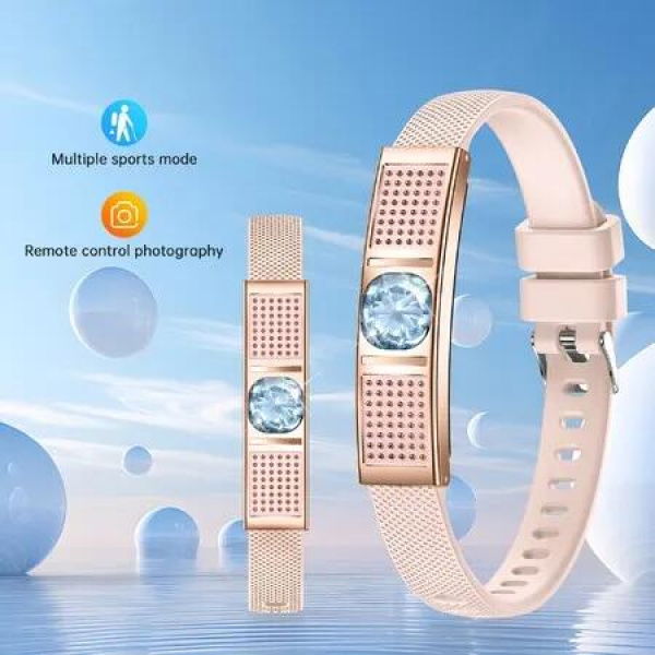 Sports Smart Bracelet,Sports Recording Remote Control Photography Step Counting,Multiple Sports Modes,Suitable For Iphone Android Mobile Phones Gold