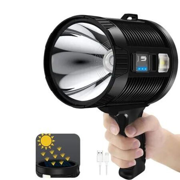 Spotlight, 6 Modes Super Bright Rechargeable Spotlight Flashlight, IPX6 Waterproof Outdoor Handheld Spot Lights for Marine Hunting Boating