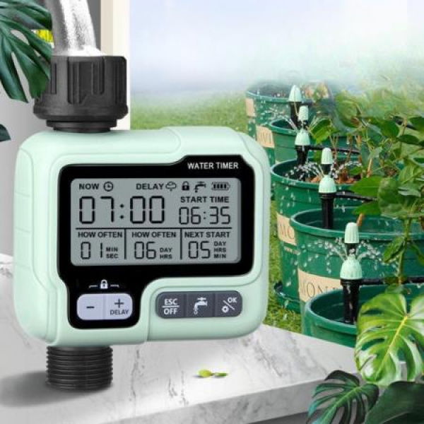 Sprinkler Timer Programmable Water Timer For Garden Hose Soaker Hose Timer With Rain Delay/Manual Watering Large LCD Irrigation Timer System For Lawns 1 Outlet.