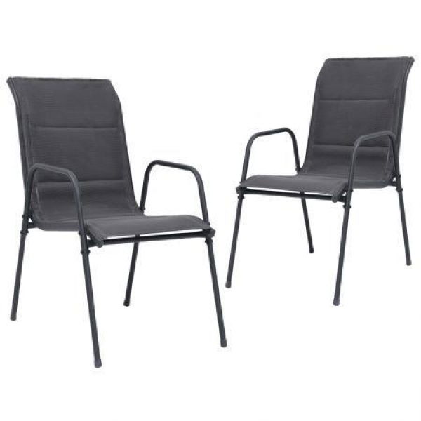 Stackable Garden Chairs 2 Pcs Steel And Textilene Anthracite