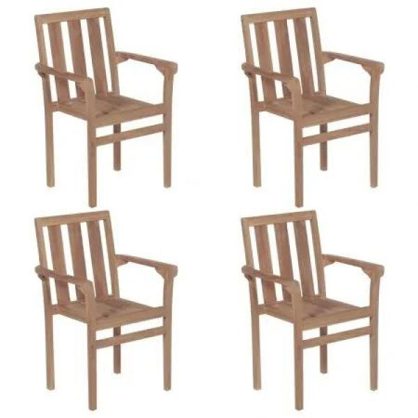 Stackable Garden Chairs 4 pcs Solid Teak Wood