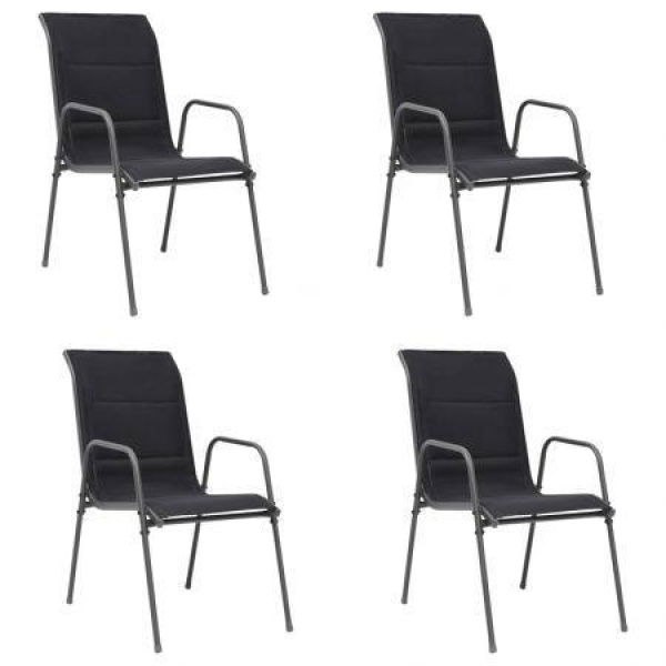 Stackable Garden Chairs 4 Pcs Steel And Textilene Black