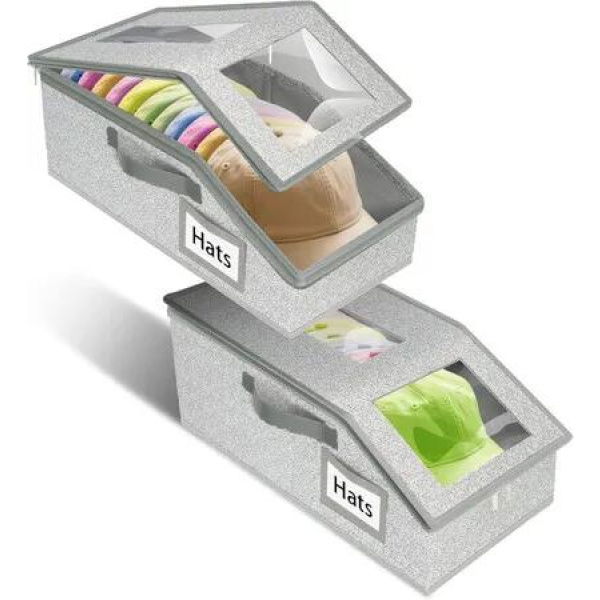 Stackable Hat Storage for Baseball Caps 2 PCS Hat Storage Boxes for Closet with Cardboard,Hat Organizer