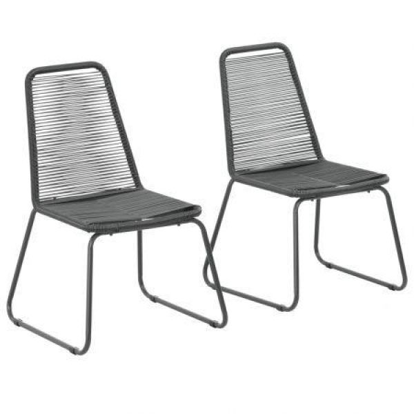 Stackable Outdoor Chairs 2 Pcs Poly Rattan Black