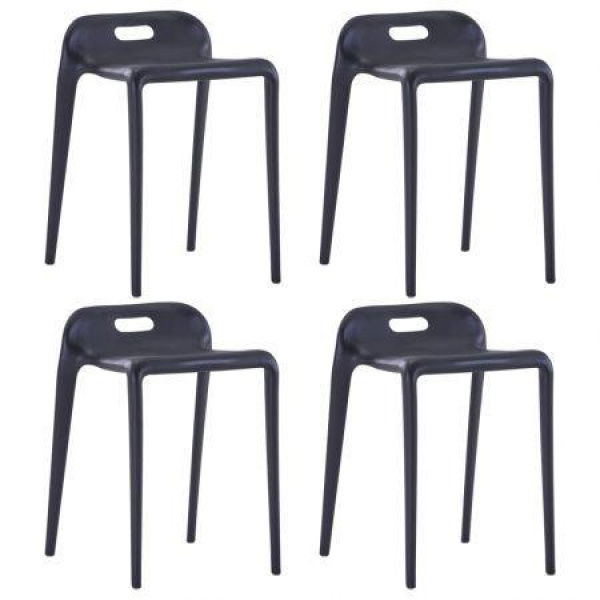 Stackable Stools 4 Pcs Black Plastic