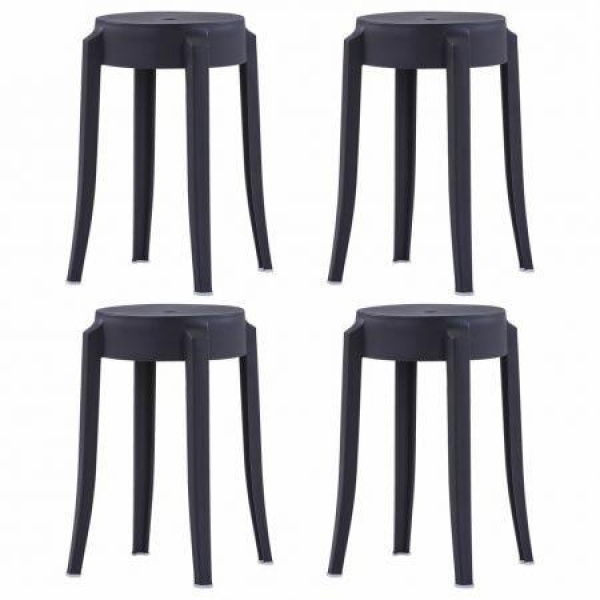 Stackable Stools 4 Pcs Black Plastic