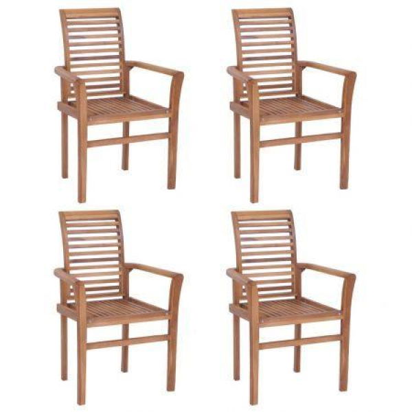 Stacking Dining Chairs 4 Pcs Solid Teak