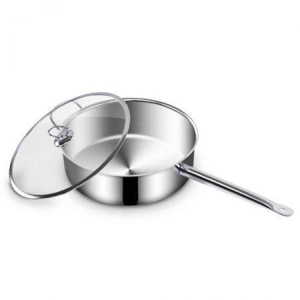 Stainless Steel 26cm Saucepan With Lid Induction Cookware Triple Ply Base