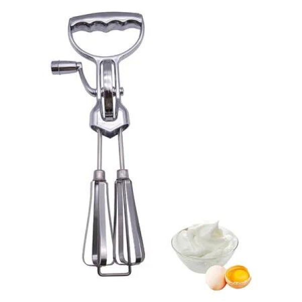 Stainless Steel Egg Beater Manual Hand Mixer Hand Crank Manual Egg Beater Milk Frother Blending Tools Household Mixers Cake Accessories