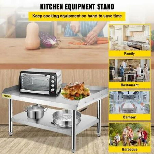 Stainless Steel Equipment Grill Stand 122 x 76 x 61cm Stainless Table Grill Stand Table with Adjustable Storage Undershelf Equipment Stand Grill Table