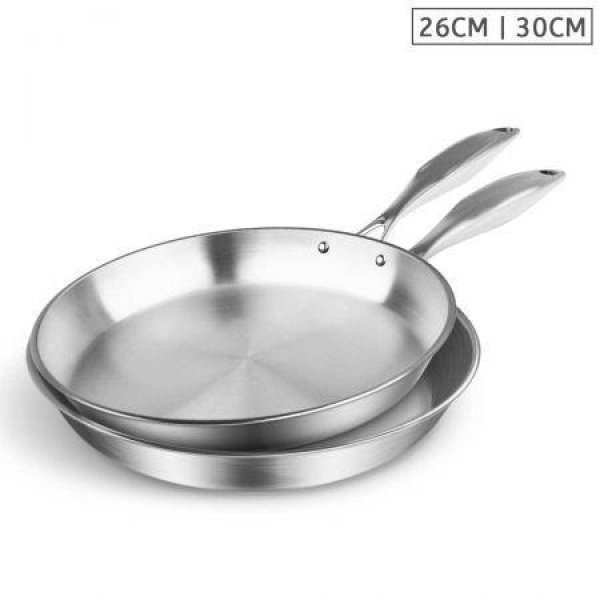 Stainless Steel Fry Pan 26cm 30cm Frying Pan Top Grade Induction Cooking