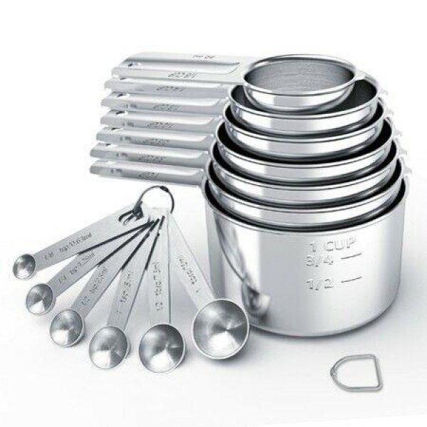 Stainless Steel Measuring Cups & Spoons Set Cups And Spoons Kitchen Gadgets For Cooking & Baking (7+6)