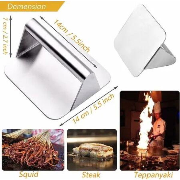 Stainless Steel Square Smash Burger Press: Perfect Patties for Griddles and Grills