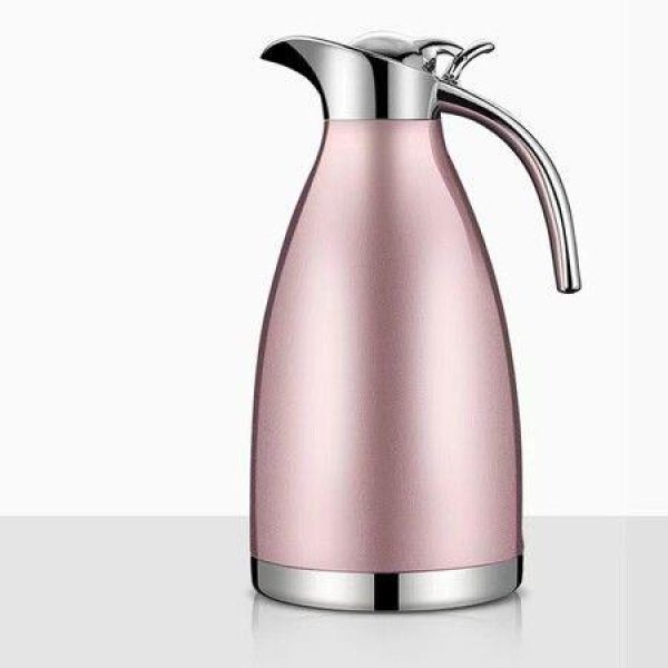 Stainless Steel Thermal Carafe â€“ Double Wall Vacuum Insulated Thermos/Pitcher with Lid â€“ Heat and Cold Retention Coffee/Tea Carafe â€“ 2 Liter (Pink)