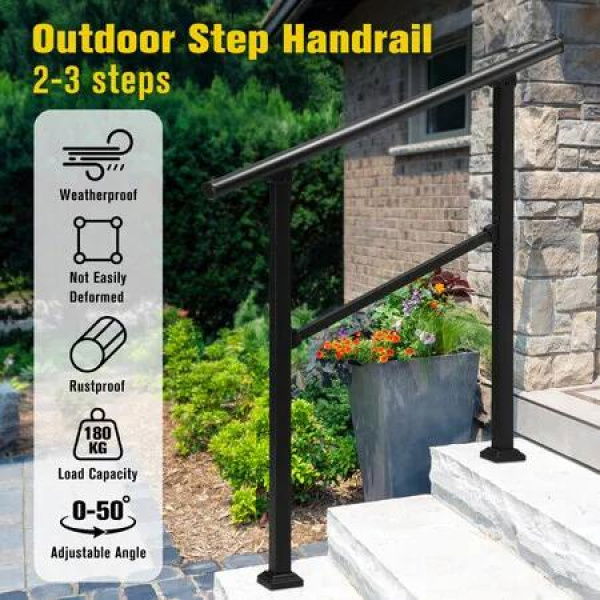 Stair Handrails Outdoor Steps Rail 2-3 Step Staircase Safety Railings Fence Indoor Concrete Balcony Porch Deck 97x102.5cm