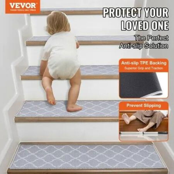 Stair Treads Stairs Carpet Non Slip 711x229 mm Indoor Stair Runner for Wooden Steps Anti Slip Carpet Soft Edging Stair Rugs Mats for Kids Elders and Dogs