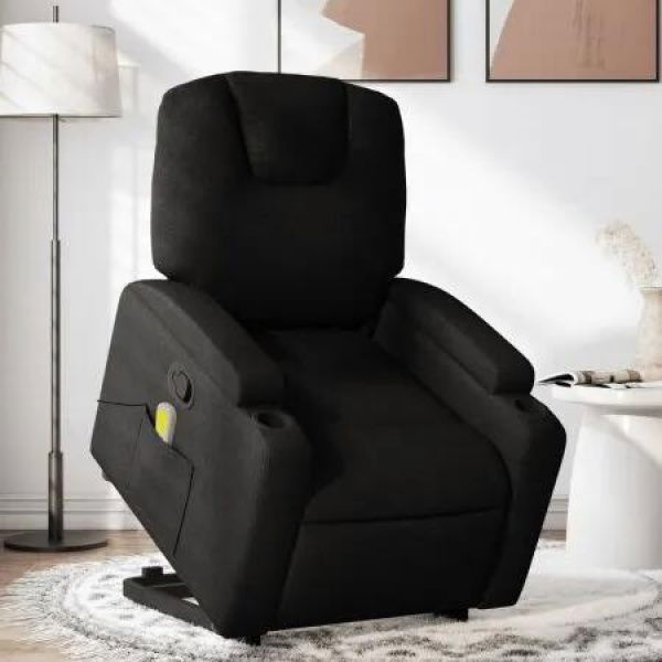 Stand up Massage Recliner Chair Black Fabric