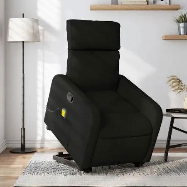 Stand up Massage Recliner Chair Black Fabric