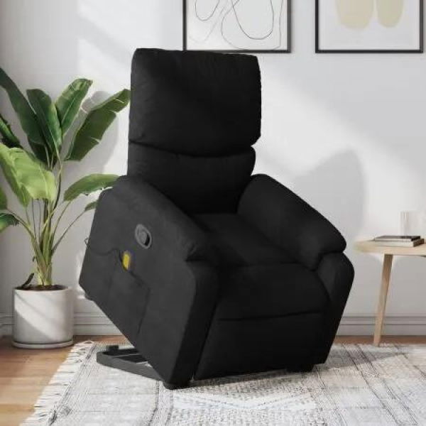 Stand up Massage Recliner Chair Black Fabric