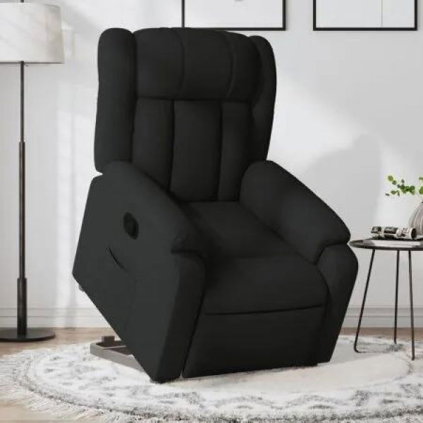 Stand up Massage Recliner Chair Black Fabric