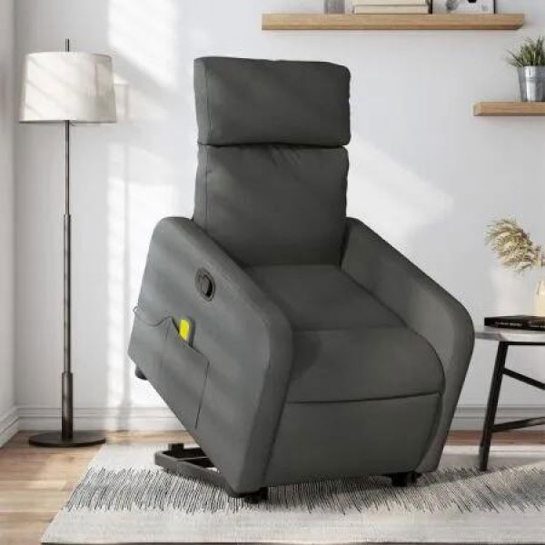 Stand up Massage Recliner Chair Dark Grey Fabric