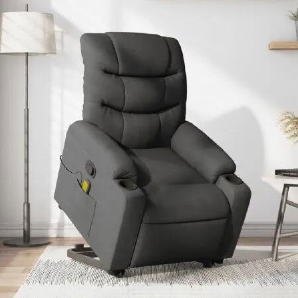 Stand up Massage Recliner Chair Dark Grey Fabric