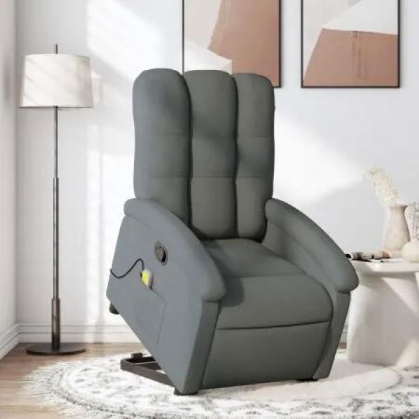 Stand up Massage Recliner Chair Dark Grey Fabric