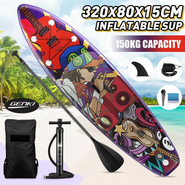 Stand Up Surfing SUP Paddle Board Foam Blow Inflatable Kayak Surfboard GENKI Purple