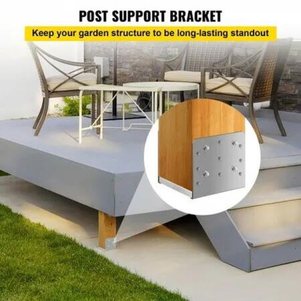 Standoff Post Base 203x203mm Adjustable Post Base Post Mender Offers Moisture Protection Adjustable Post Anchor with Fiber Drawing Surface and Full Set of Accessories for Rough Size Lumber