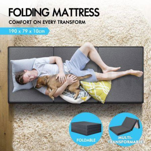 STARRY EUCALYPT Folding Mattress Foldable Sofa Lounge Foam Chair Grey Portable Single