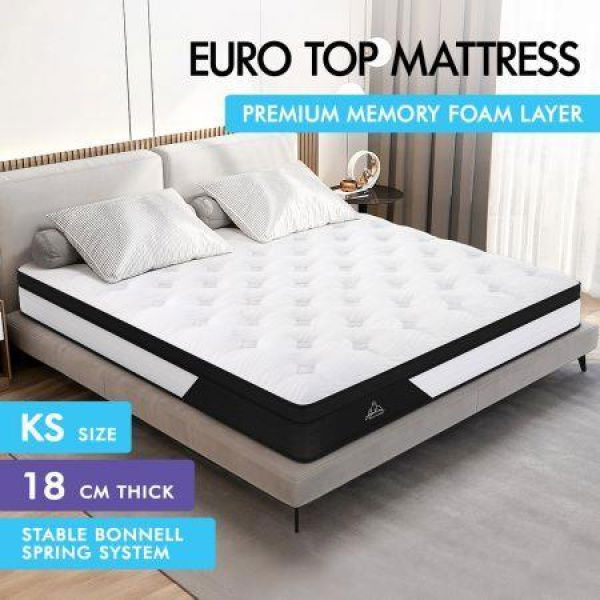 STARRY EUCALYPT King Single Mattress Bonnell Spring King Single Foam Bed Medium 18cm