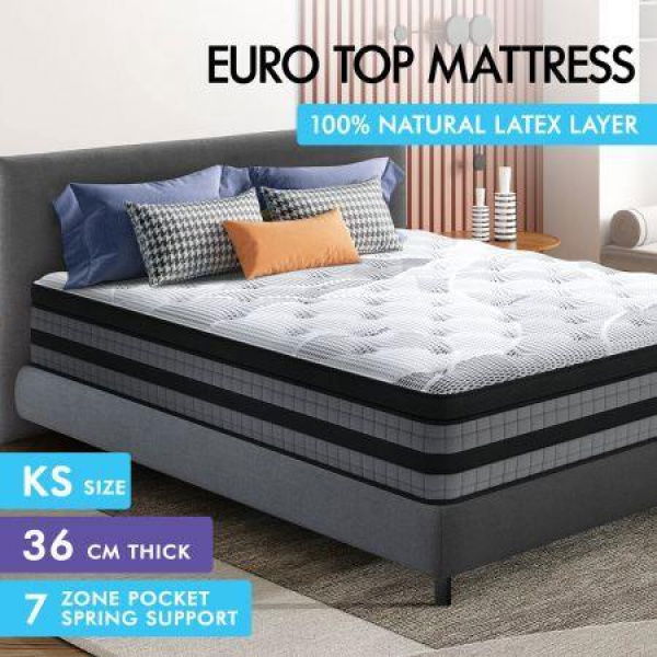 STARRY EUCALYPT King Single Size Mattress Pocket Spring Latex Euro Top 36cm