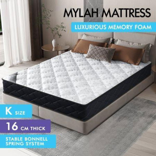 STARRY EUCALYPT Mattress Bonnell Spring King Size Tight Top Foam 16cm Mylah