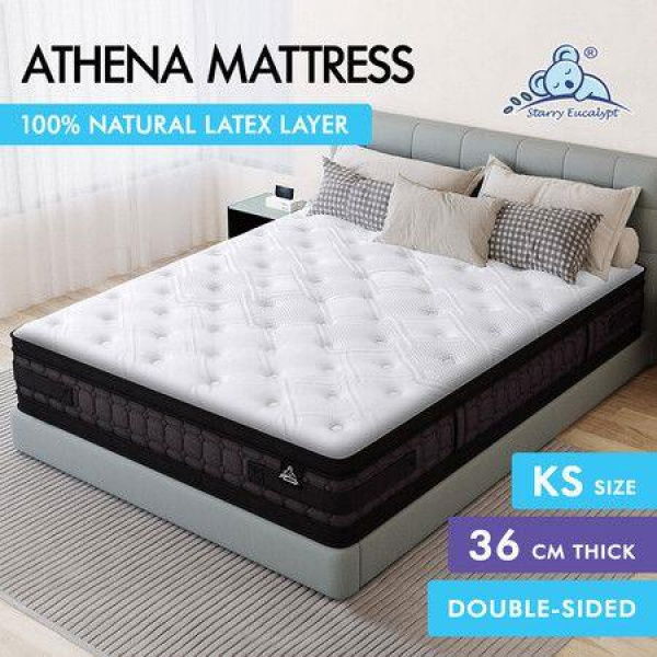 STARRY EUCALYPT Mattress Pocket Spring King Single Latex Euro Top 36cm Athena