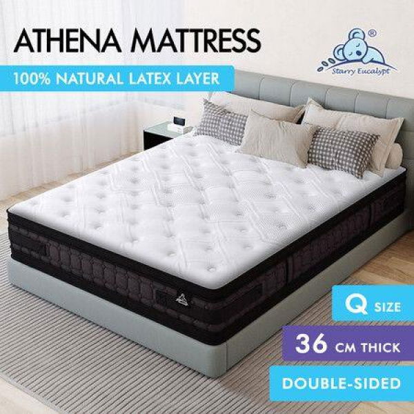 STARRY EUCALYPT Mattress Pocket Spring Queen Size Latex Euro Top 36cm Athena