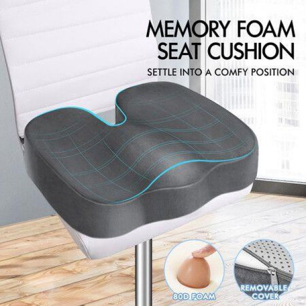 STARRY EUCALYPT Seat Cushion Memory Foam Pillow Pad Car Office Back Pain Relief Grey