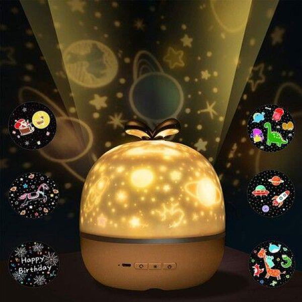 Starry Sky Projection Lamp 360 Rotation & 6 Projection Films LED Projector Lamp For Baby Nursery Birthday Gifts.