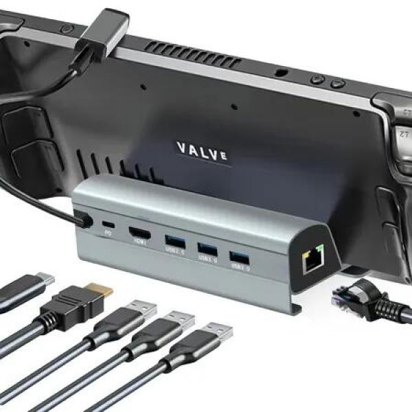 Steam Deck Dock,Aluminum Alloy 6-in-1 Docking Station with HDMI 2.0 Upgraded 4K@60Hz,Gigabit Ethernet,3 USB 3.0 Port and USB-C PD Port,Steam Deck Accessories