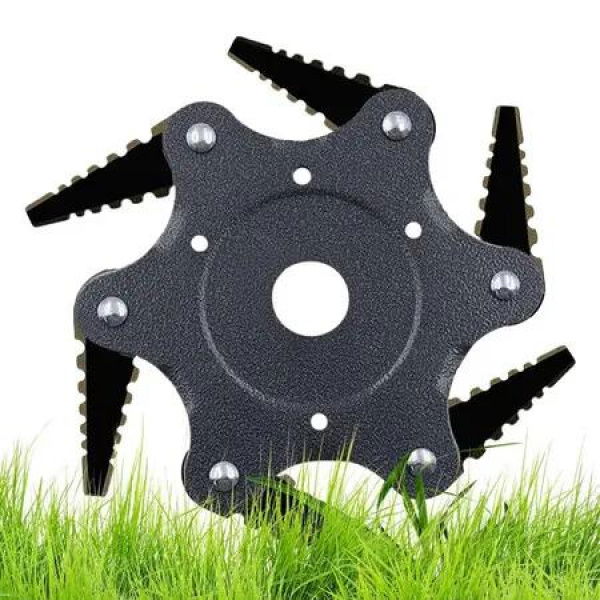 Steel Trimmer Head 6 Blades 65Mn Cutter Head Grass Trimmer Brush Weed Brush Cutting Head Garden Power Tool Accessories For Lawn Mower Color Black