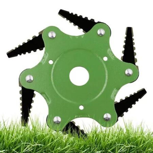 Steel Trimmer Head 6 Blades 65Mn Cutter Head Grass Trimmer Brush Weed Brush Cutting Head Garden Power Tool Accessories For Lawn Mower Color Green