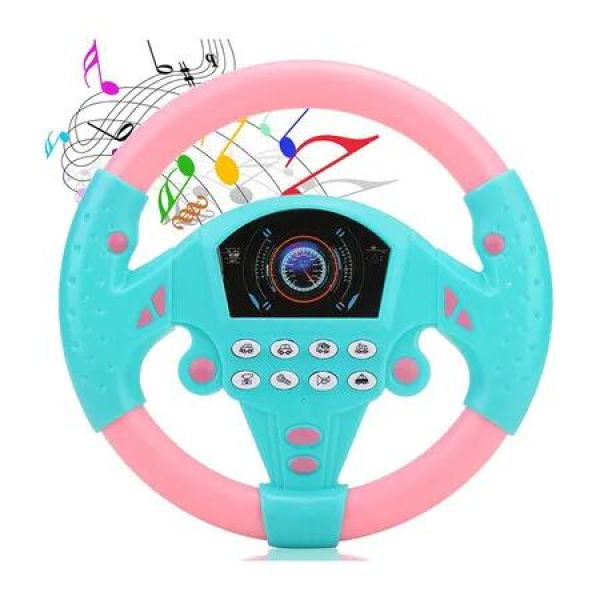 Steering Wheel Toy, Simulated Driving Controller Electric Early Learning Educational Sounding Toy Pretend Driving Seat Toys For Kids Age 3 Up, Pink