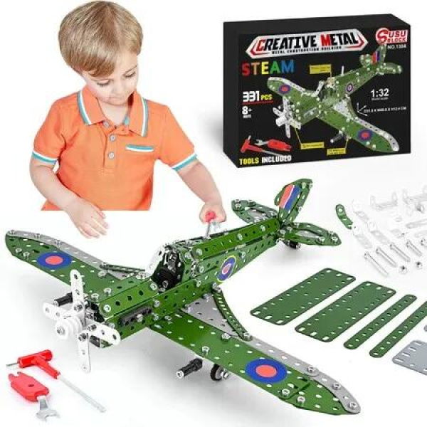 STEM Building Toys Model Airplane Model Scale Erector Set Model Planes Kids Gifts Hurricane Fighter Fans Age 8+