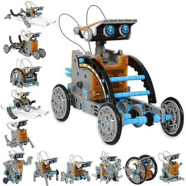 STEM Education Solar Robot Toys - 12-in-1 DIY Building Kit for Kids (190 Pieces) - Science Experiments Powered by the Sun