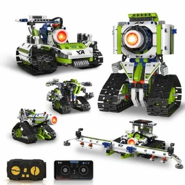 STEM Robotics 5 In1 Robot Building Science Kit Toys,337 Pcs Blocks App Remote Control Robot Building Set,Erector Set for Boys Age 8+