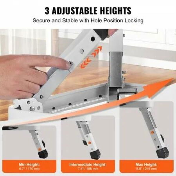 Step Stool 1-Step 150KG Capacity Folding Steel Step Ladder 3 Adjustable Height Portable Toddler Step Stools for Adults Non-Slip Sturdy Step Ladders