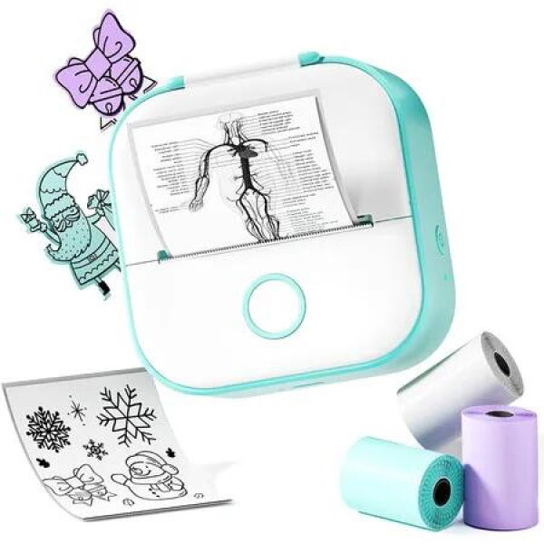 Sticker Printer Phomemo T02 Mini Inkless Bluetooth Thermal Pocket Maker Study Notes Photos DIY 3 Rolls Paper Creative Craft Tool Pink