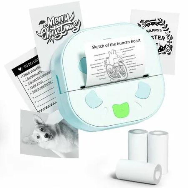 Sticker Printer,PrintPods Mini Printer,Bluetooth Portable Sticker Maker with 3 Rolls Paper,Print Pod Inkless Thermal Printers,Kids Gift