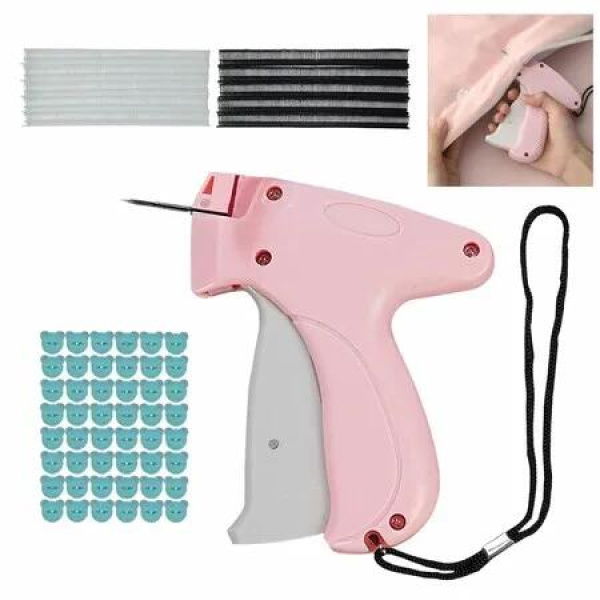 Stitchy Gun for Clothing,Stitchy Quick Clothing Fixer,Mini Quick Repair Garment Sewing Machine,Handheld Sewing Machine Instant Button Garment Connector (Pink-1PC,50 Bear Buckles and 660 Plastic Needles)