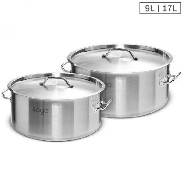 Stock Pot 9L 17L Top Grade Thick Stainless Steel Stockpot 18/10