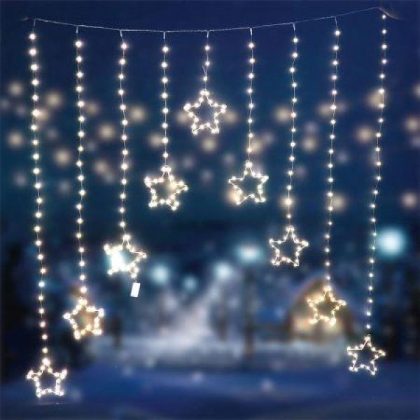 Stockholm Christmas Lights 307 LEDs Curtain Star Warm White Outdoor Garden Decoration